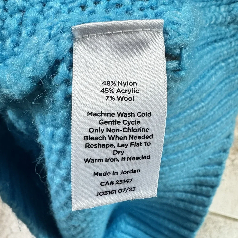 Talbots Sweater Women's‎ Small Blue Cable Knit Soft Light Wool Blend Grandma